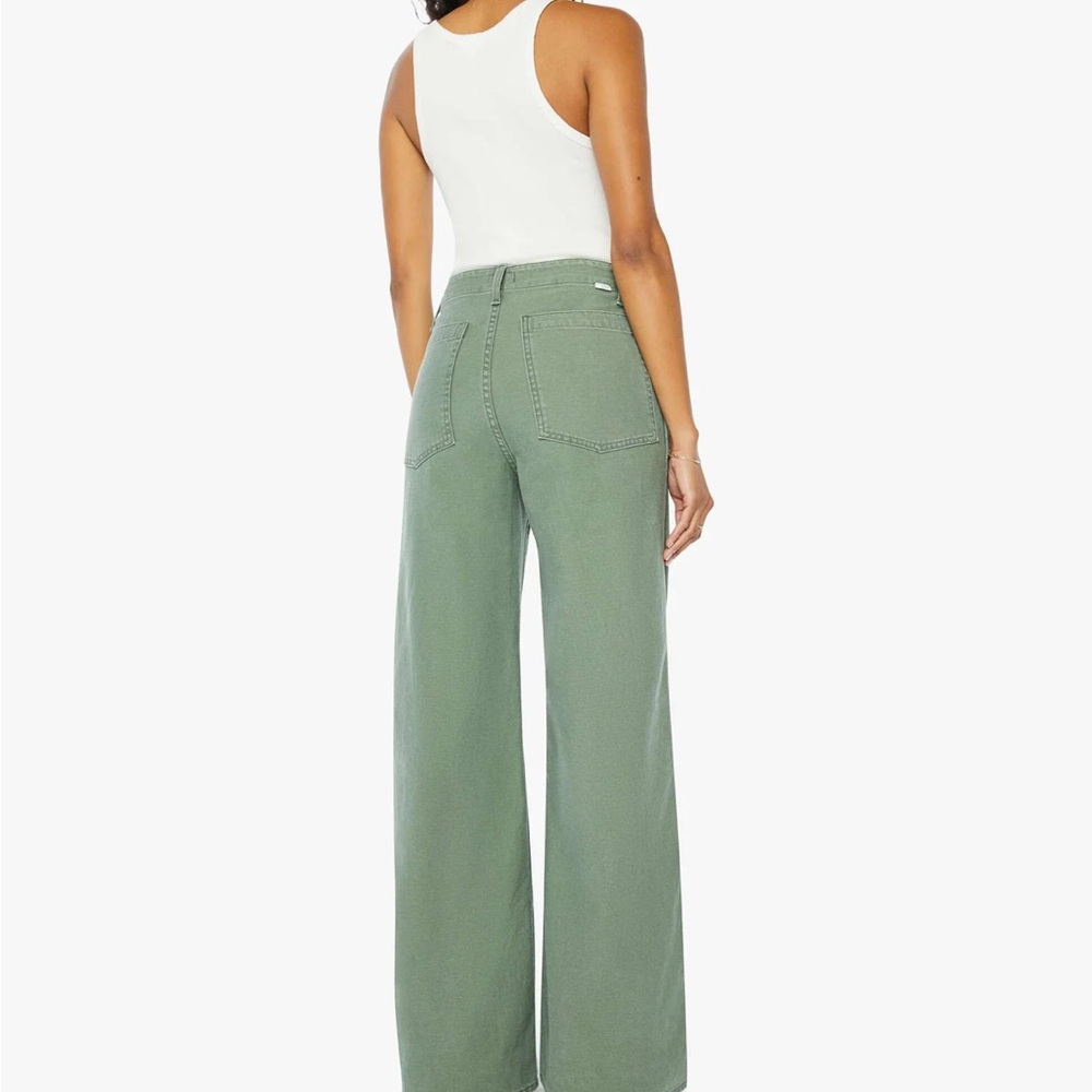 MOTHER Green Major Roller Sneak Jeans Wide Leg